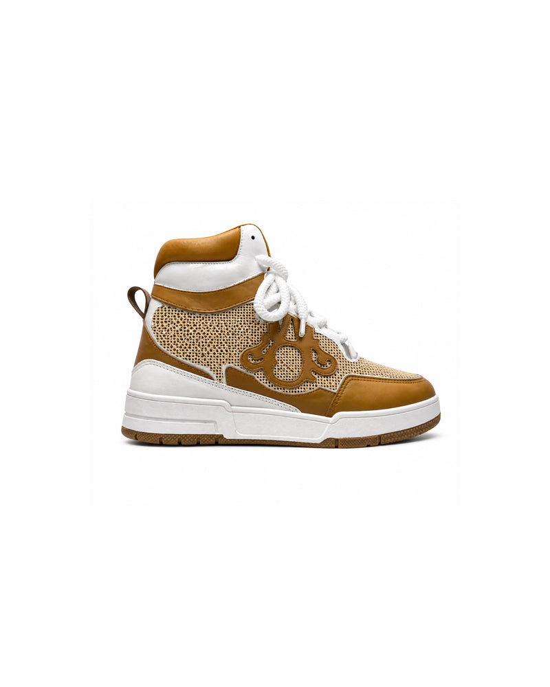 BARELLI Heritage Court Monarch High-Top Sneaker

Caramel / Ivory
