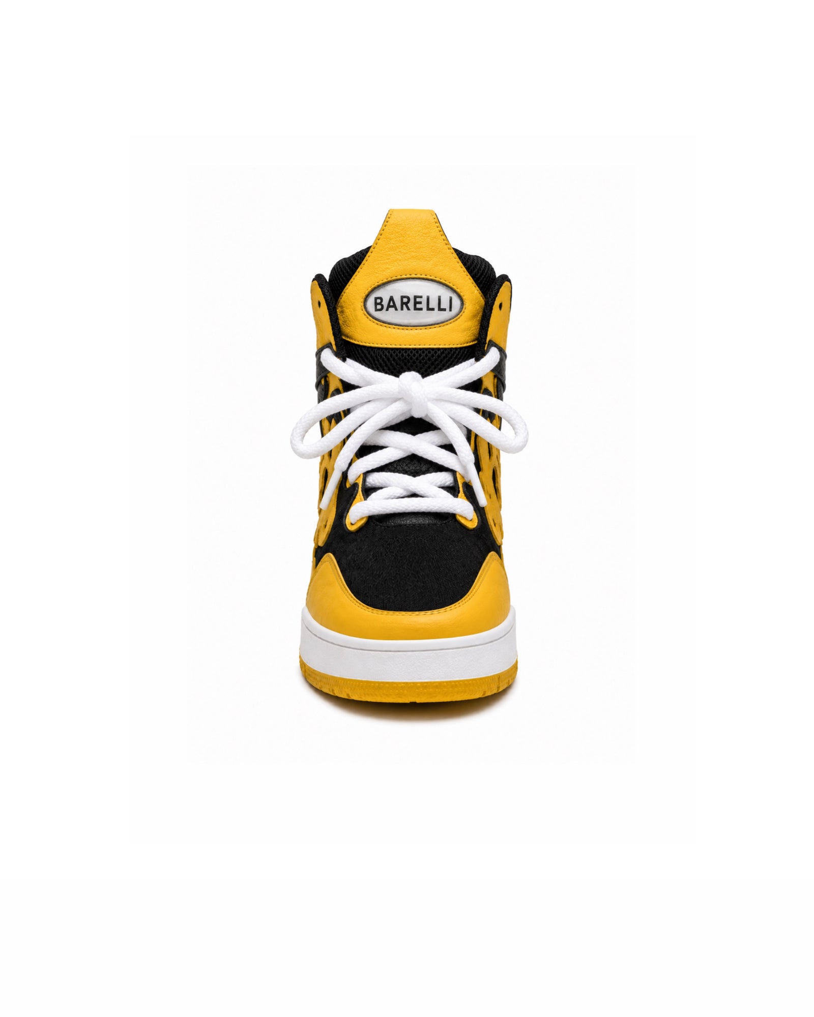 BARELLI Heritage Court High-Top Signature Sneaker Black / Golden Yellow