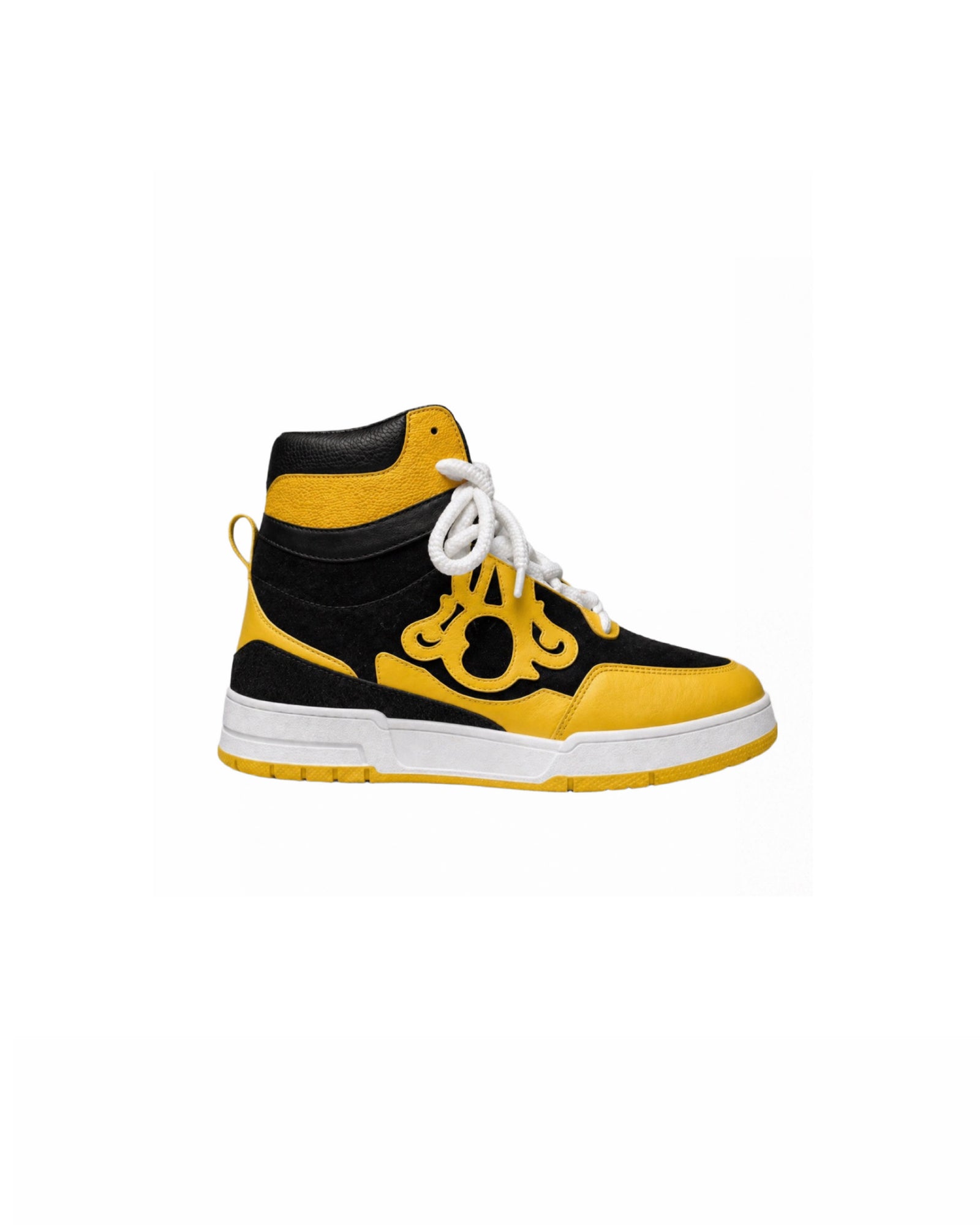 BARELLI Heritage Court High-Top Signature Sneaker Black / Golden Yellow